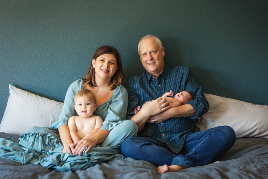 wearing shades of blue for an at home newborn session (7 of 11)