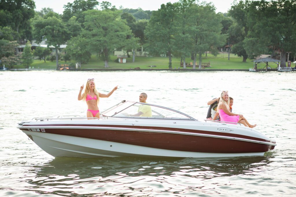 family boating on lake austin - 7
